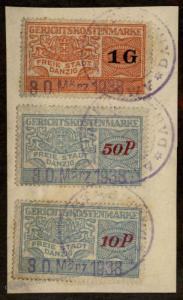 Danzig Poland Germany 1G 50P 10P Gerichtskostenmarke Court Fee Revenue Sta 90947