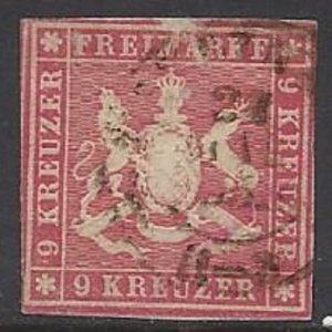 Wurttemberg - SC# 11 VF Pretty and Sound CV $70