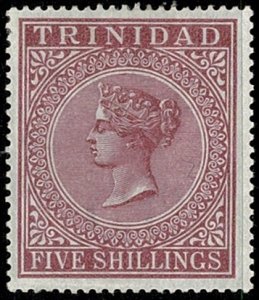 TRINIDAD QV 1883-94 5/- MAROON UNUSED(MH) SG113 Wmk.CROWN CC P14 VGC