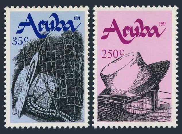 Aruba 73-74,MNH.Michel 95-96. Handicraft 1991:Fish net,wood float,