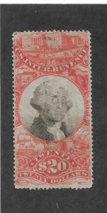 $20 Internal Revenue Stamp, Sc # R150a, used, Cut Canx (56307)