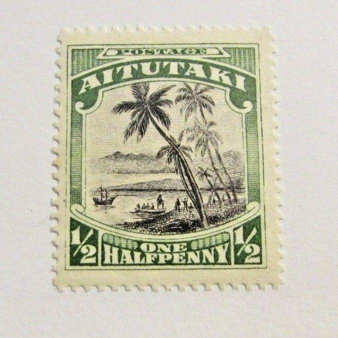 Aitutaki Scott #21 ** MNH ½ penny sailing ship postage stamp vf + 102 card