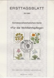 1981 Germany - FD Card (ETB) Sc B589-B592 - Endangered Species