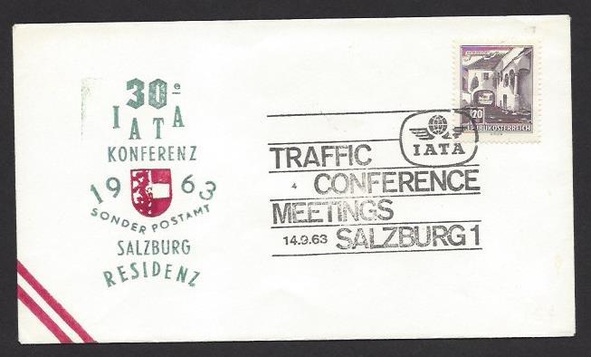 AUSTRIA 1963 IATA CONFERENCE SALZBURG Special Postmark Cachet EVENT COVER