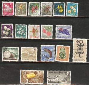 New Zealand Scott 333-349 used short set 18/21 stamps 1960s