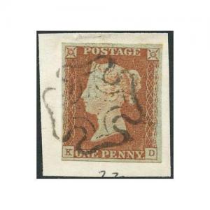 1841 Penny Red (KD) Plate 22 Fine Four Margins Cat 60 pound