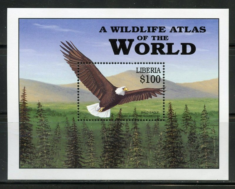 LIBERIA  WILDLIFE ATLAS OF THE WORLD NORTH AMERICAN ANIMALS S/SHEET  MINT NH