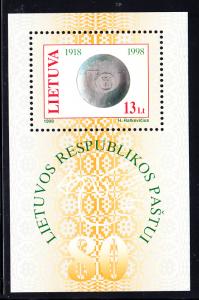 Lithuania MNH 1998 #612 80th anniversary Lithuanian Post hologram