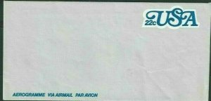 scott UC51 Aerogramme Air Letter Sheet 22c On Blue Mint Entire W/Aerogramme