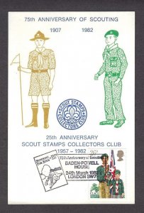 1982 Boy Scouts Great Britain 75th anniv FDC Youth Brigade BadenPowell House