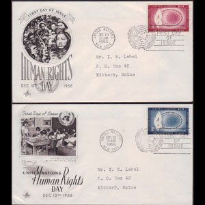 UN-NEW YORK 1956 - FDCs - 47-8 Human Rights Day Set of 2
