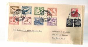 1936 Germany Hindenburg Zeppelin First Flight Cover USA comp set # B82-B89 FFC