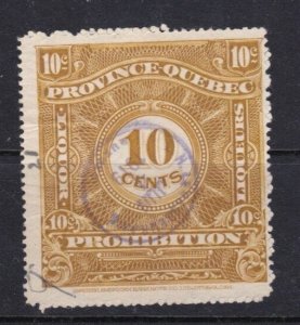 Canada Revenue Stamp Quebec Prohibition QP4 Perf 12 Wrinkles $65cv Van Dam