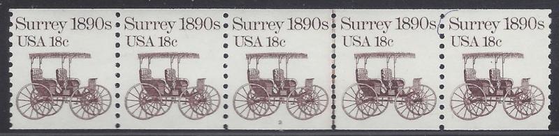 #1907 18c Surrey 1890s PNC Strip/5 P#2 1981 Mint NH