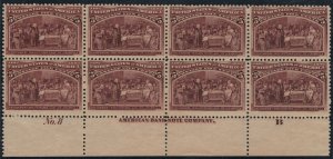 MALACK 234 VF OG NH, Plate Block of 8, Bottom Plate,..MORE.. pb2179