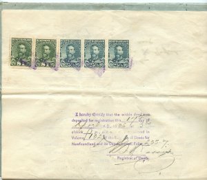 Newfoundland revenues converyance $2.75 stamps on document Canada