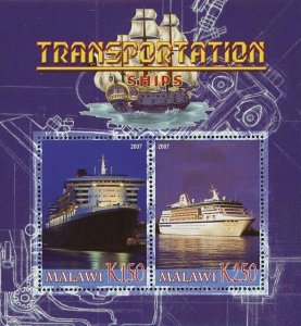 Malawi Transportation Ship Cruise Souvenir Sheet of 2 Stamps Mint NH