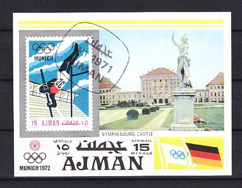 Ajman, Mi cat. 746, BL247. Olympic Pole Vaulting s/sheet. Canceled. ^