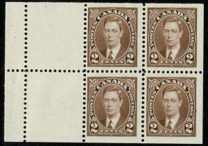 CANADA KGVI 1937-38 2c BROWN BOOKLET PANE UNUSED (MH) SG358a P.IMPREFx12 XF