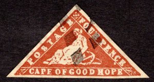 1861, Cape of Good Hope, 4c, Used, Forgery, Wrong color