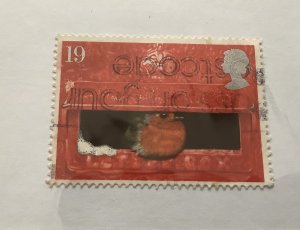 Great Britain 1995  Scott  1634 used - 19p,  Christmas, Robin bird in pillar box