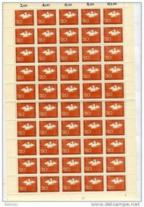 Germany 1964 Sc 900 Mi 452 Sheet of 50 stamps MNH Prussian Eagle Cv 15 euro