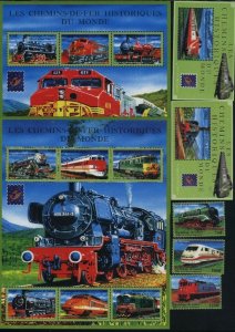 Guinea MNH Sc 1928-34   Mi 3112-26 Bk 651-52 Locomotives Railway