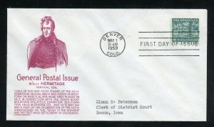 US 1059 4 1/2 cent Coil Issue ADDR Anderson cachet FDC