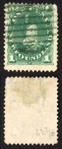 Newfoundland SG63a 1c Deep Green Cat 28 pounds