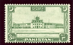 Pakistan 1949 KGVI 3a green superb MNH. SG 47. Sc 50.