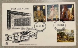 (753) UNITED KINGDOM 1968 : Mi# 489-492 BRITISH PAINTINGS - FDC