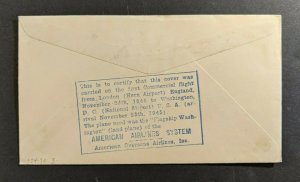 1945 England First Flight Cover to Washington DC American Airlines Pilot Signed