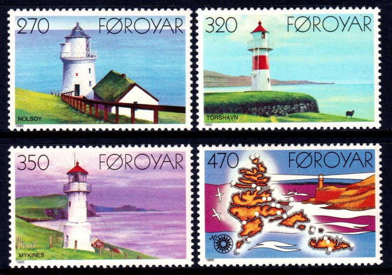 Faroe Islands 1985 Lighthouses Complete Mint MNH Set SC 130-133