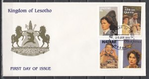 Lesotho, Scott cat. 820-823. Cinema issue. J. Wayne & Bogart. First day Cover. ^
