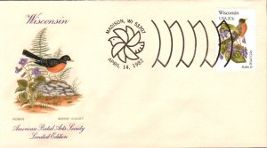 #2001 Wisconsin Birds - Flowers APAS FDC