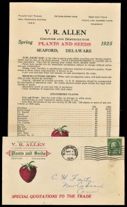 1925 V.R. ALLEN Seeds And Plants Price List W/ Cover ~ Seaford Delaware