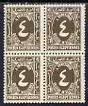 Egypt 1927-56 Postage Due 4m sepia unmounted mint block o...