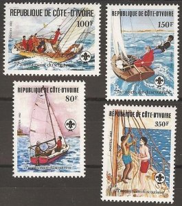 Ivory Coast SC#631-634 75th Anniversary of World Scouting (1982) MNH