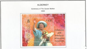 ALDERNEY - 2000 - Queen Mother - Perf Souv Sheet - Mint Lightly Hinged