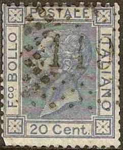 Italy - #35 -used- 1867 - Emmanuel II - 20c - SCV-$0.75