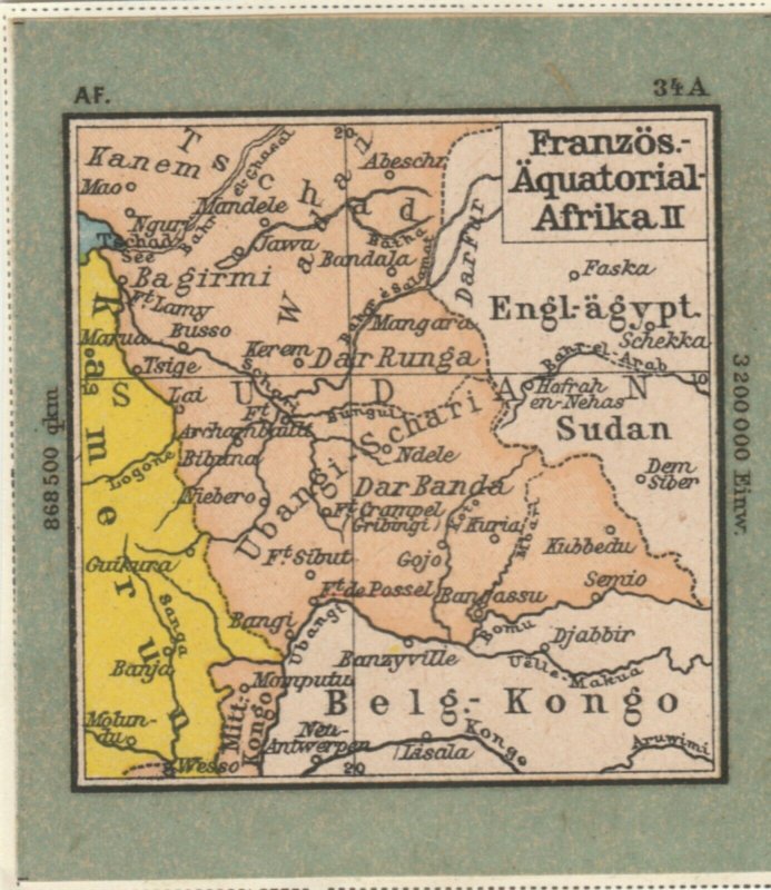 Germany Schaubek Poster Stamp FRENCH EQUATORIAL AFRICA II Map A6091