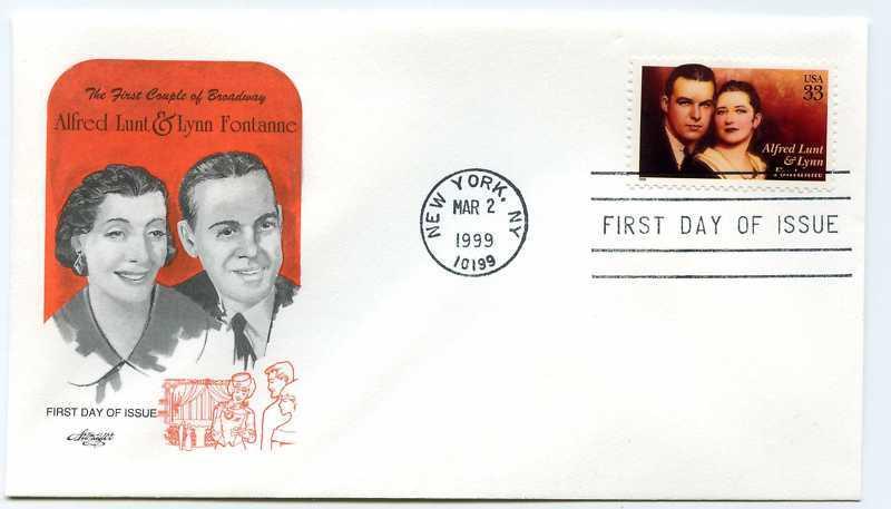 3287 Alfred Lunt & Lynn Fontanne, Performing Arts, Artmaster  FDC