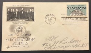 NATIONAL ACADEMY OF SCIENCES #1237 OCT 14 1963 WASHINGTON DC FIRST DAY COVER BX4