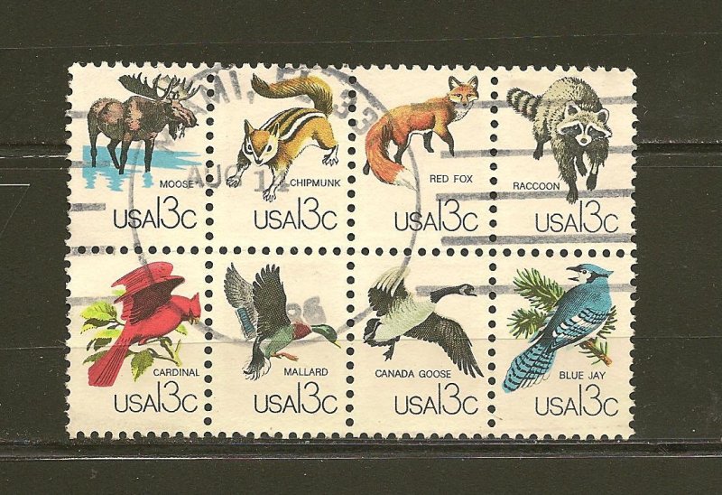 USA 1757 CAPEX Wildlife Se-tenant Block of 8 Used