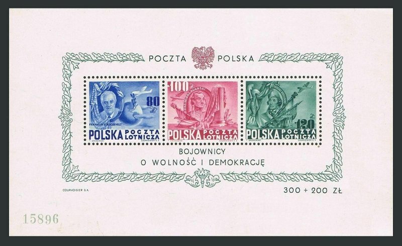 Poland C26d sheet,MNH.Michel Bl.11. President USA Franklin D.Roosevelt.1948.