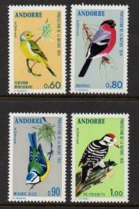 Andorra French 1973-4 Birds VF MNH (228-31)