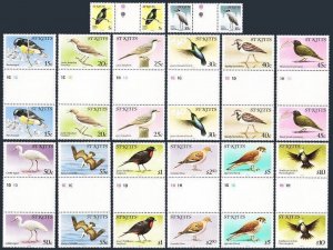 St Kitts 51,54-66 gutter,MNH. Michel 45-I,49-I-61-I. Birds 1981,imprint QUESTRA.