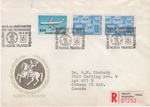 Finland 1970 Cover Sc 489 25p Airplane, Sc 481 Ships Norsk Filateli Cancel