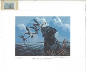 KENTUCKY #5 1989  STATE DUCK STAMP PRINT BLACK LAB by Philip Crowe