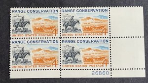 US 1961 Range Conservation #1176 plt blk of 4 mint